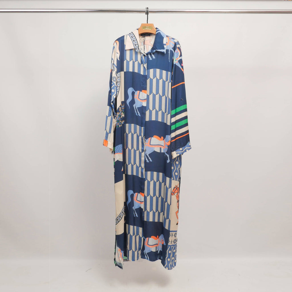Long Printed Equestrian Dress