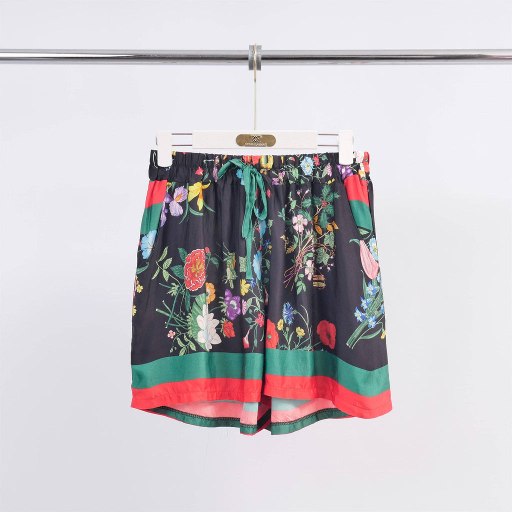Floral Print Silk Shorts