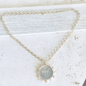 Gold Horse Coin Chain Necklace