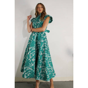 Embossed Print Midi Dress