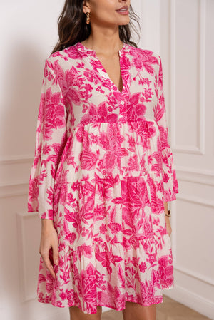 Saint Tropez Silk Dress- Fuschia