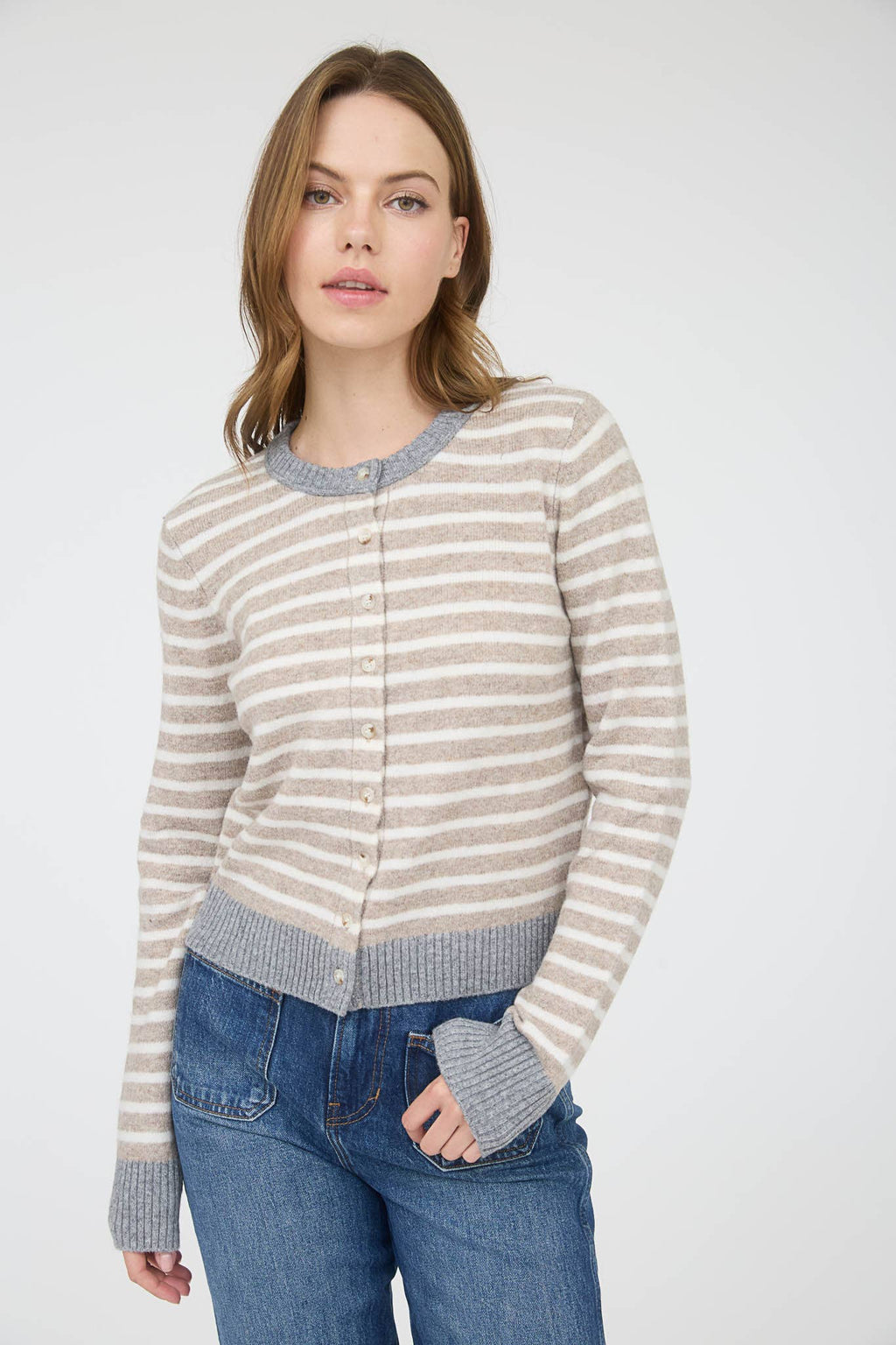 Stripe Colorblock Knit Cardigan