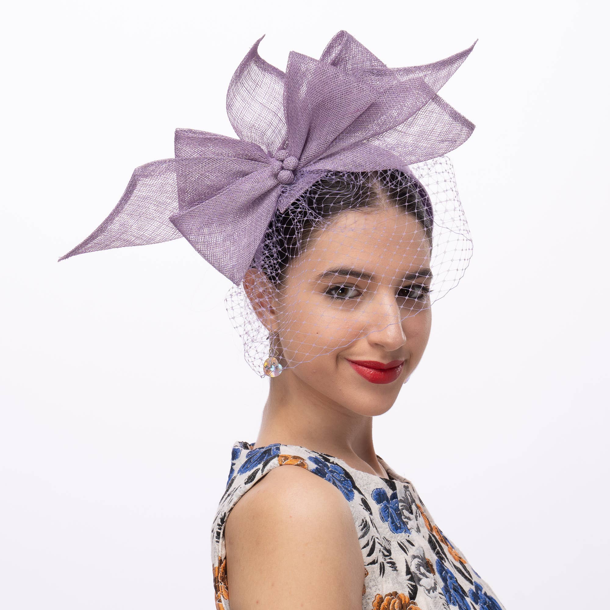 Large Sinamay Bow And French Veil Fascinator