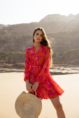 Fuchsia Coral Sonia Skater Dress