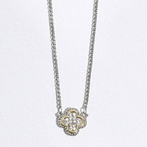 Clover CZ Pave Pendant Chain Necklace