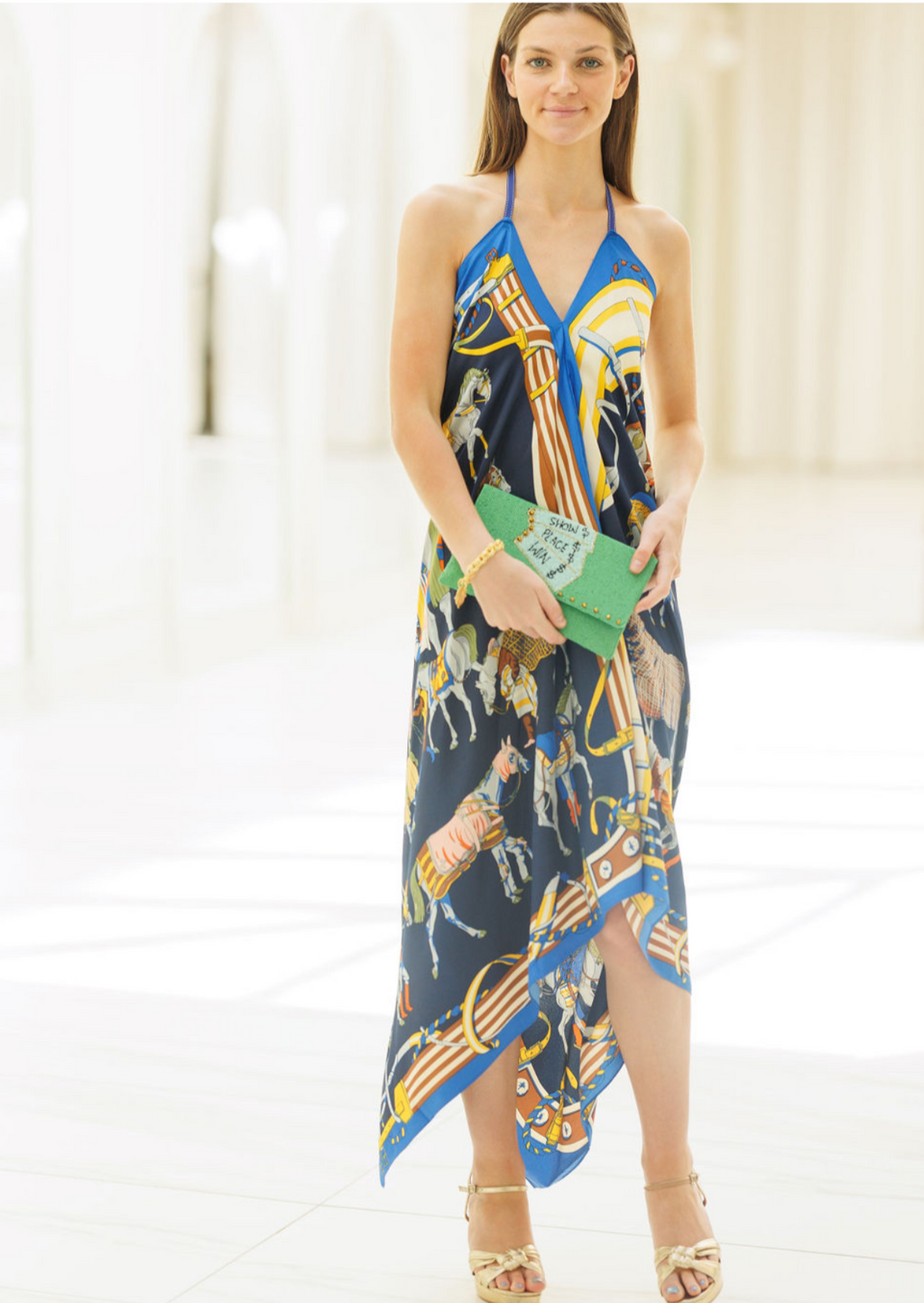 Paddock Equestrian Halter Dress - Blue