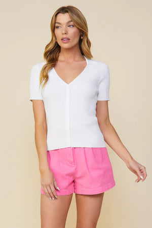Ribbed Button Top