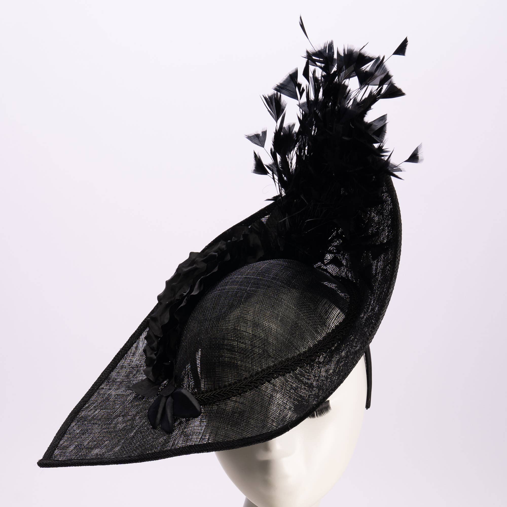 Sinamay Base With Flowers Feathers On The Brim - Red