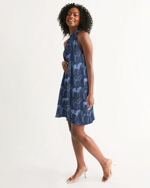 Blue Horse Halter Dress
