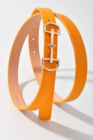 Horsebit Buckle Skinny Belt