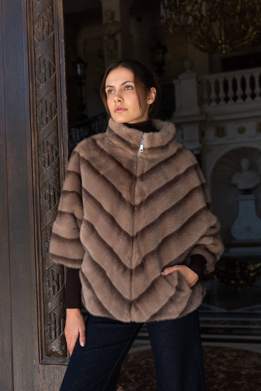 Copenhagen Faux Fur Cape Jacket