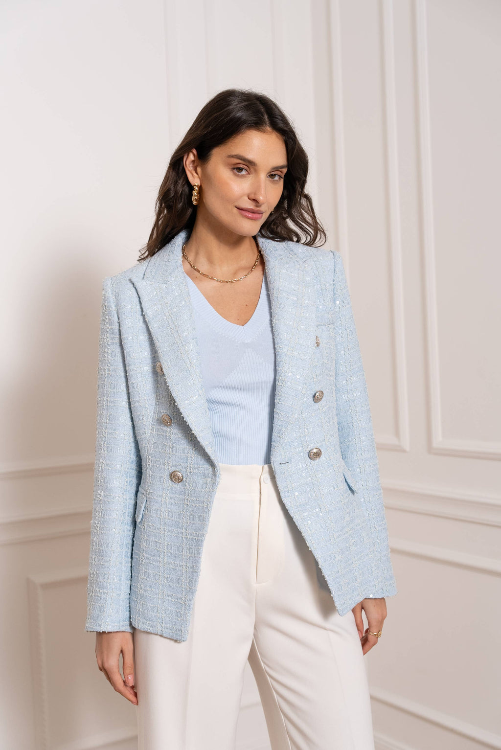 Sequin Double Breasted Blazer