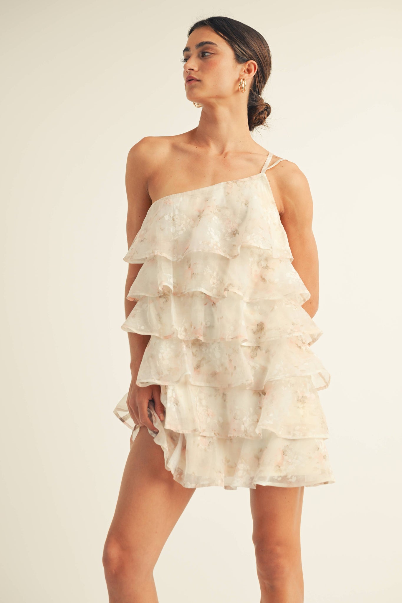 Olivia One Shoulder Tiered Mini Dress