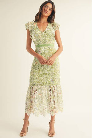Crochet Lace Sleeveless Midi Dress