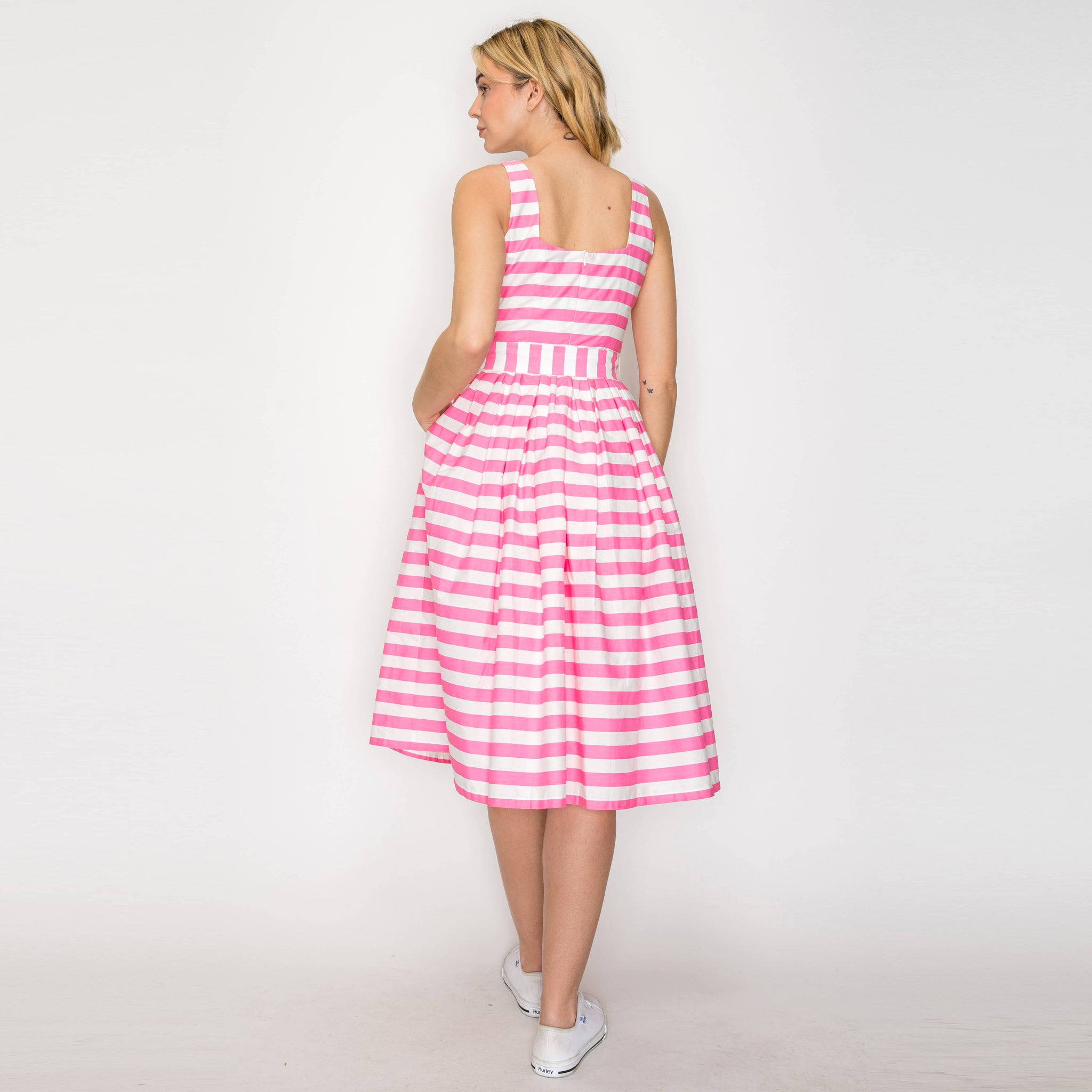 Pretty in Pink Stripe Midi Dress