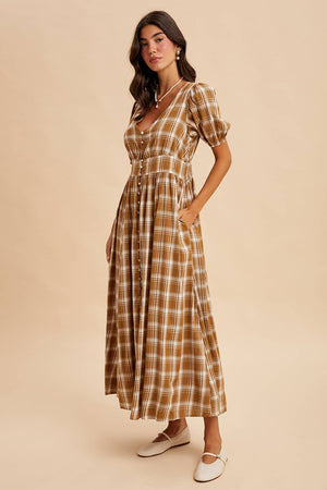 Plaid Button Down Maxi Dress S Plaid Button Down Maxi Dress S
