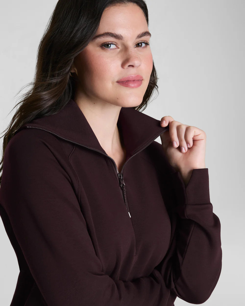 SPANX AirEssentials® Half Zip Truffle Brown