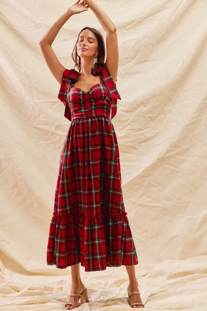 Check Plaid Midi Dress L