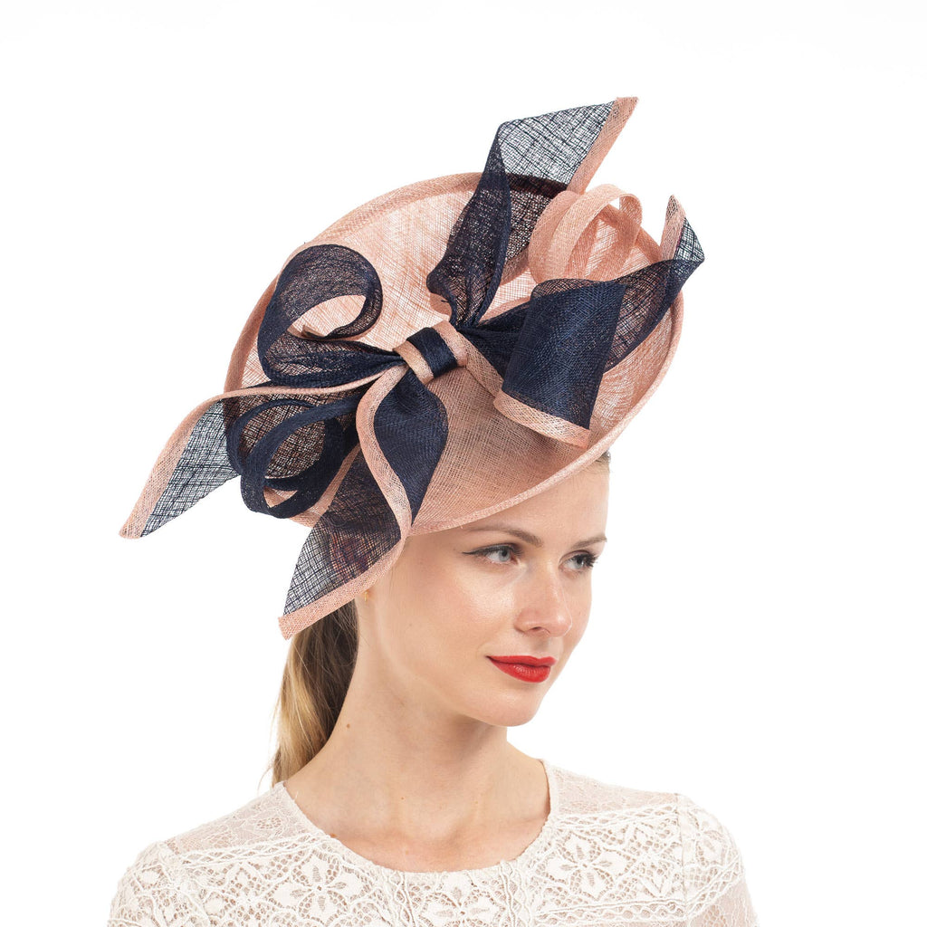 Two Tone Bow On Top Of Sinamay Saucer Fascinator