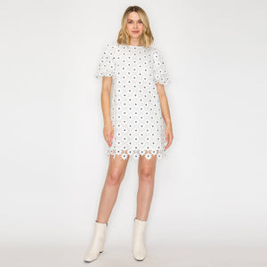 Daisy Polka Dot Lace Mini Dress