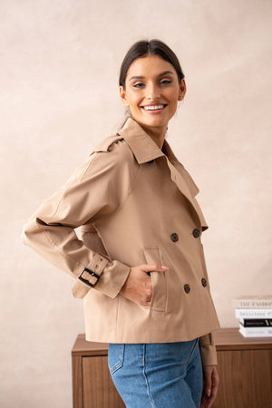 Plain Cropped Trench Coat