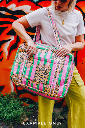 Pink Patchwork Quilted Duffle Bag