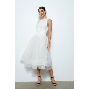 Pearl Embellished Tulle Midi Dress