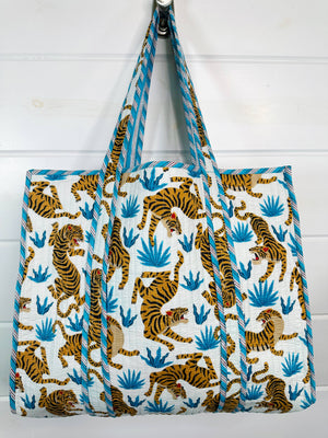 White Blue Tiger Tote Bag