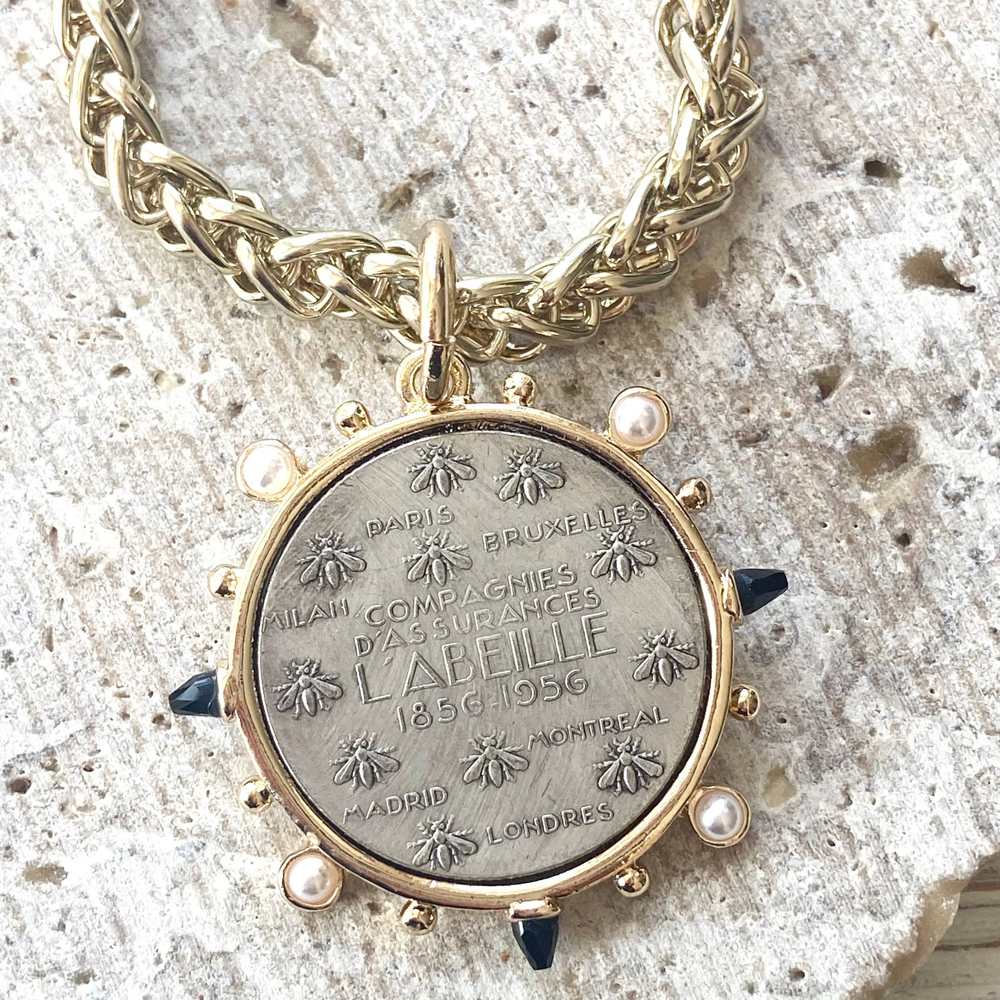 French Horse Coin Chain Necklace