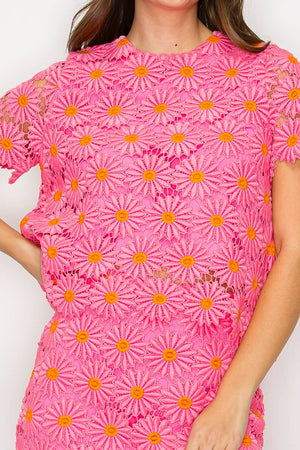 Lace Daisy Bow Top