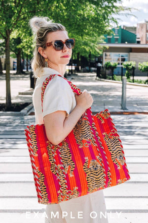 Pink Patchwork Quilted Tote Bag