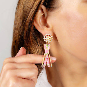 Ski Pearl Cluster Pearl Cluster Enamel Earrings in Pink