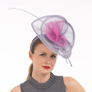 2Tone Sinamay Fascinator With 2 Quill Stick Feathers