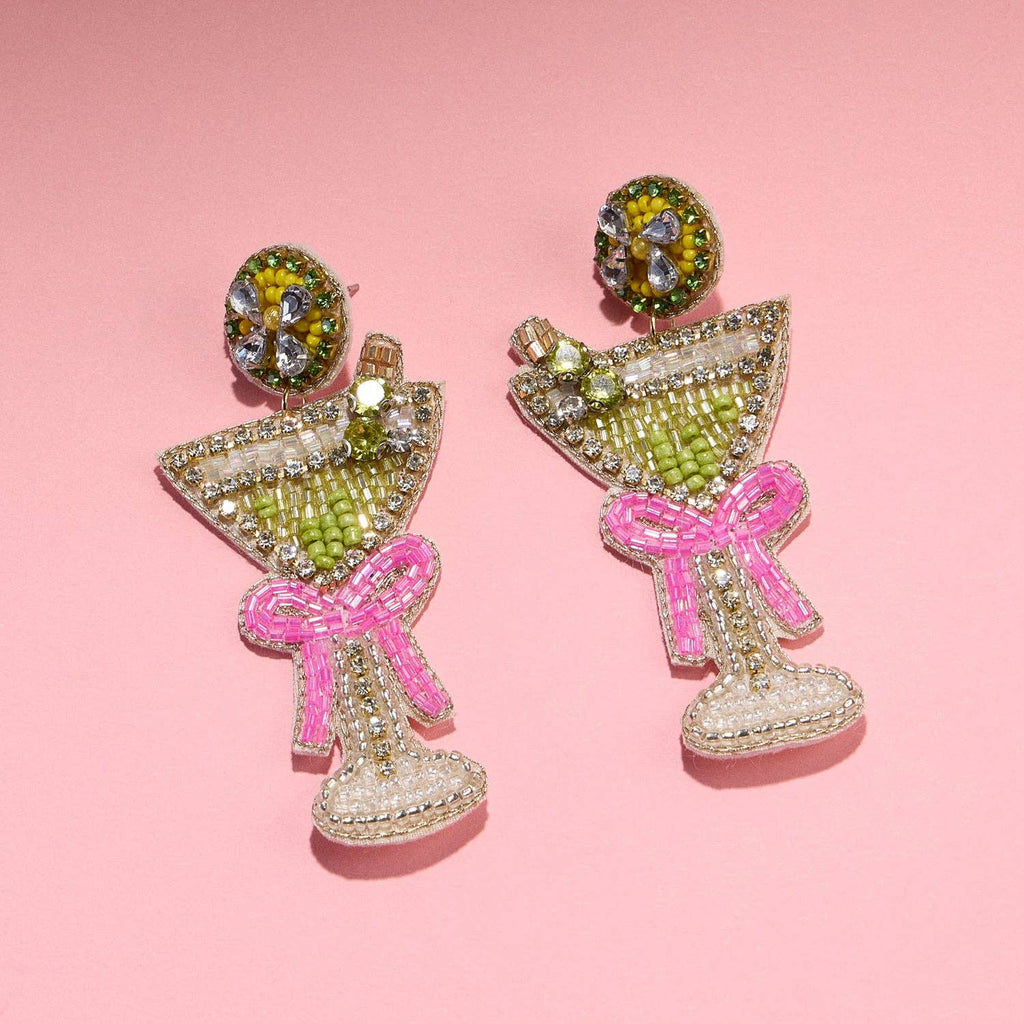 Beaded Martini Glass Earrings