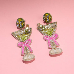 Beaded Martini Glass Earrings