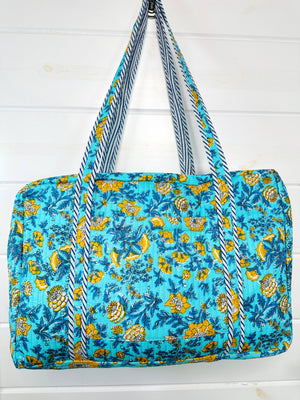 Quilted Duffle Bags | Block Print | Weekender Bag | Floral