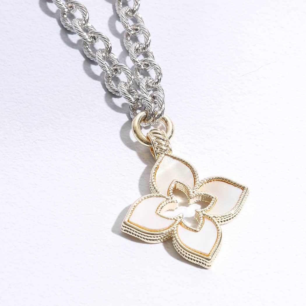 Clover Pave Clover Mop Gold Necklace
