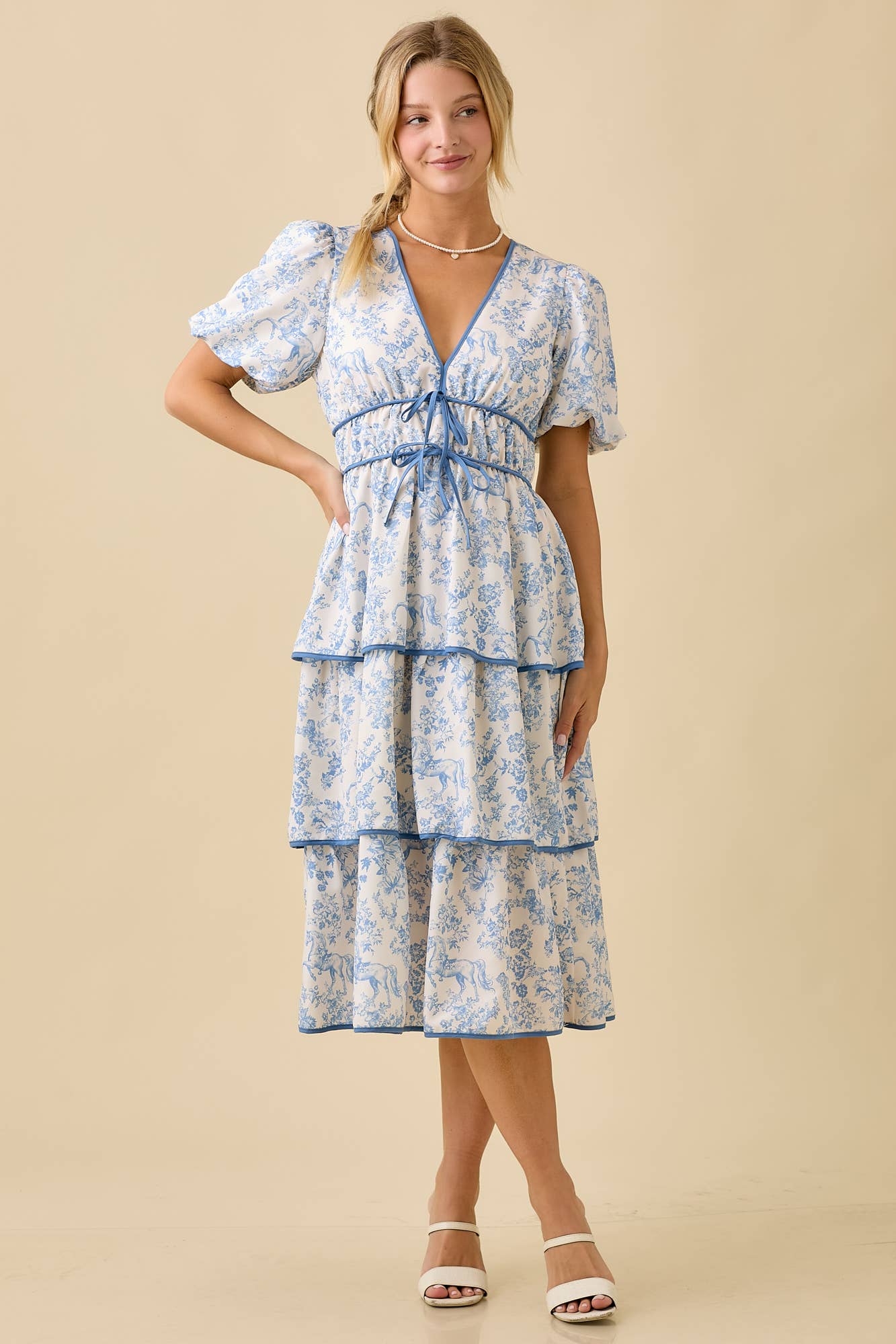 Vintage Horse Toile Midi Dress