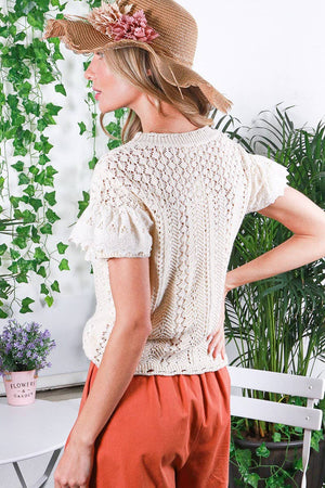 Eyelet Crochet Sweater Top