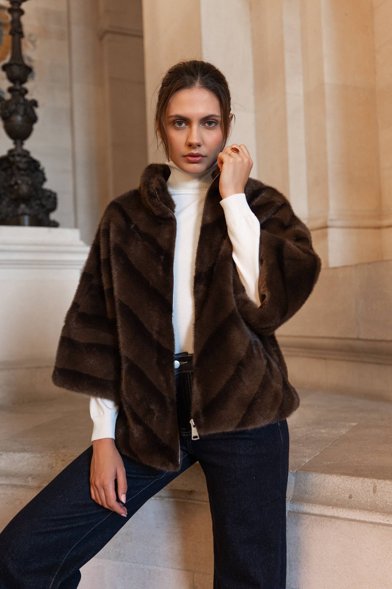 Copenhagen Faux Fur Cape Jacket