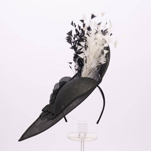 Sinamay Base With Flowers Feathers On The Brim - Red