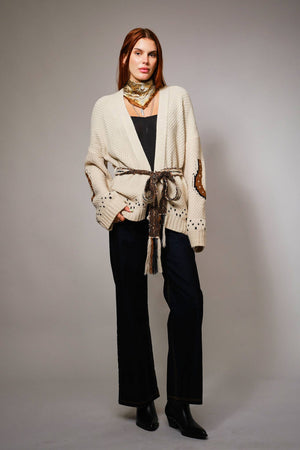 Horse Belted Cardigan Sweater