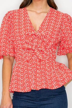 Coral Cotton Embroidery Top