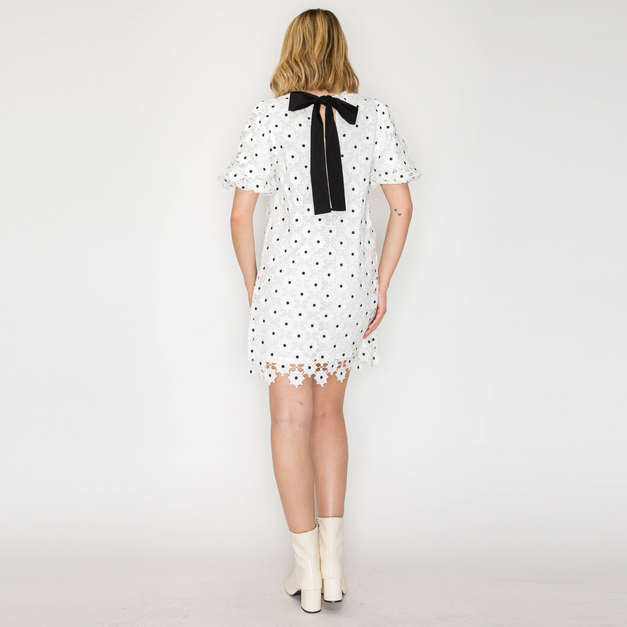Daisy Polka Dot Lace Mini Dress