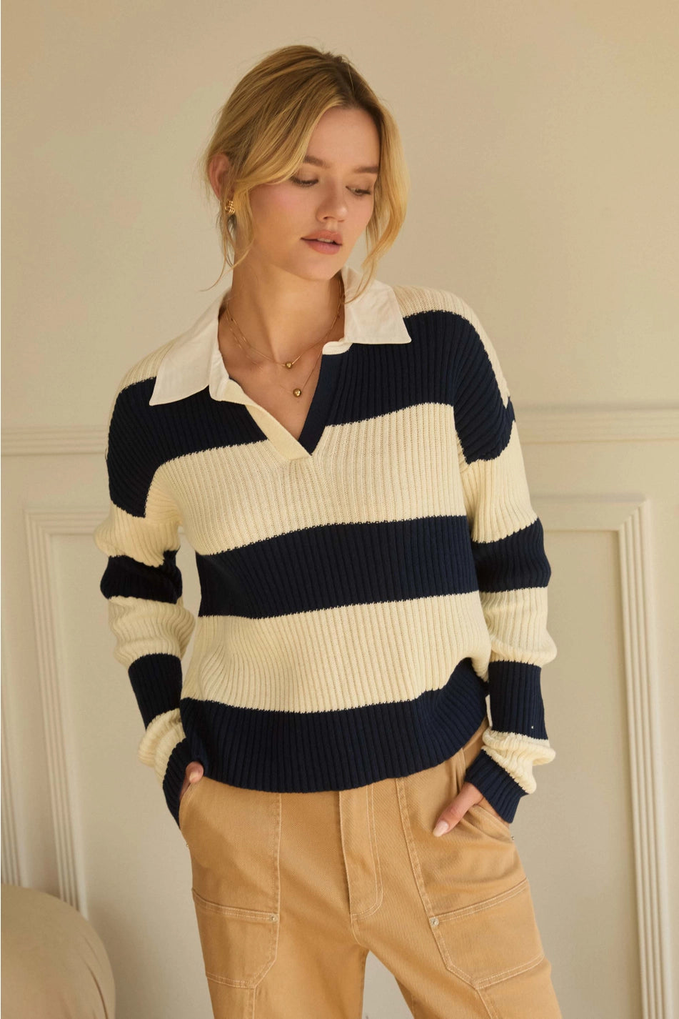 Collared Stripe Sweater