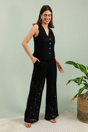 Elodie Lace Top - white & Black