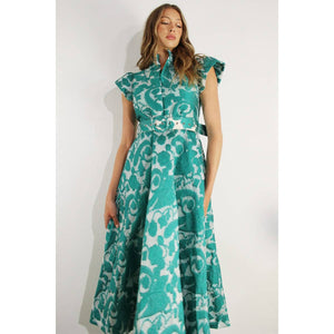 Embossed Print Midi Dress