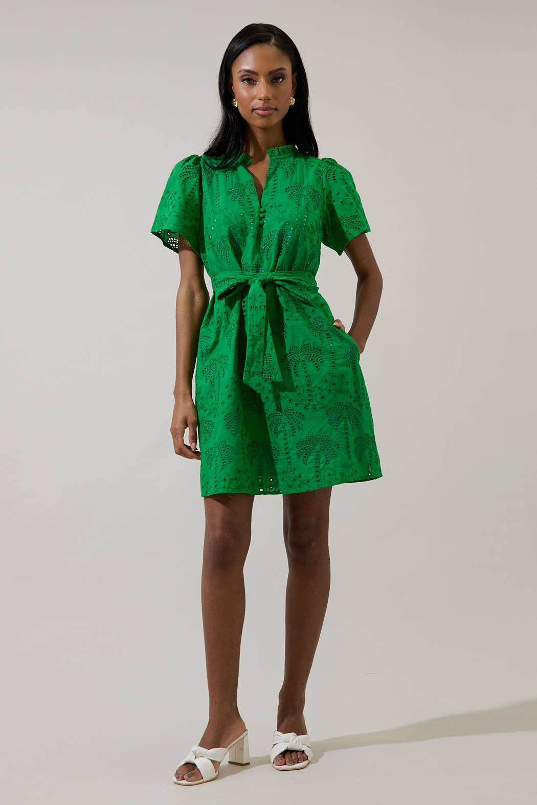 shift mini dress All In Theory Striped Cut to a chic mini length High-Neck Mini Shift Dress |