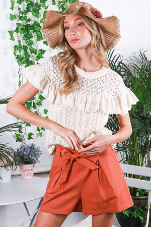 Eyelet Crochet Sweater Top