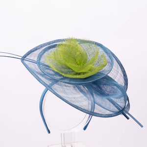 2Tone Sinamay Fascinator With 2 Quill Stick Feathers